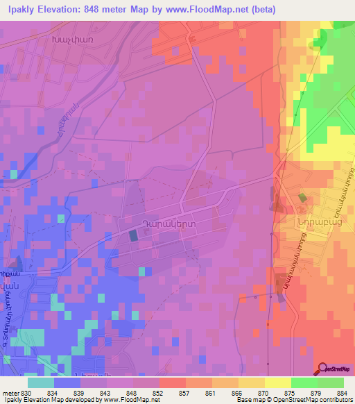 Ipakly,Armenia Elevation Map