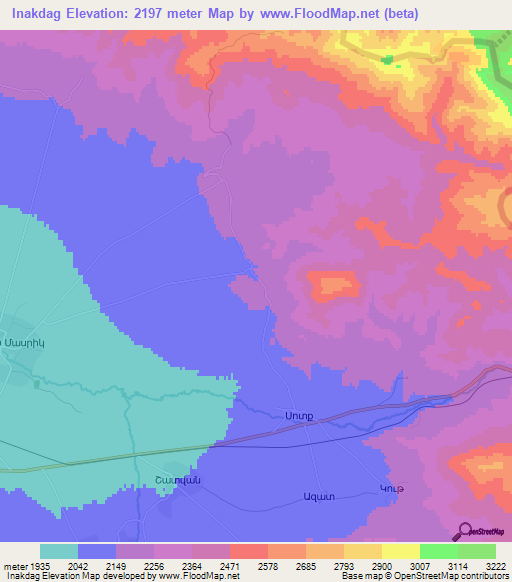 Inakdag,Armenia Elevation Map