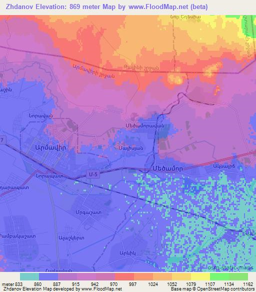 Zhdanov,Armenia Elevation Map