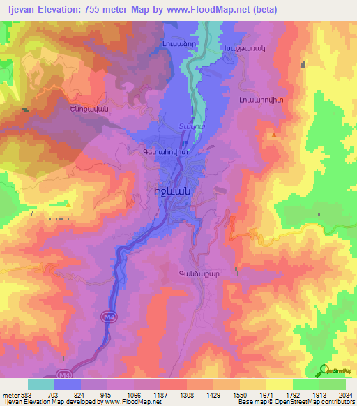 Ijevan,Armenia Elevation Map
