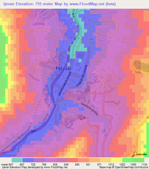 Ijevan,Armenia Elevation Map