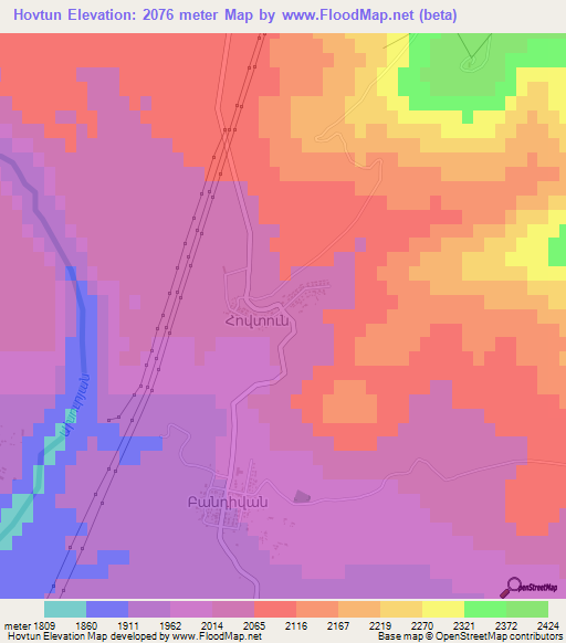 Hovtun,Armenia Elevation Map