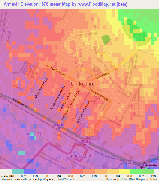 Armavir,Armenia Elevation Map