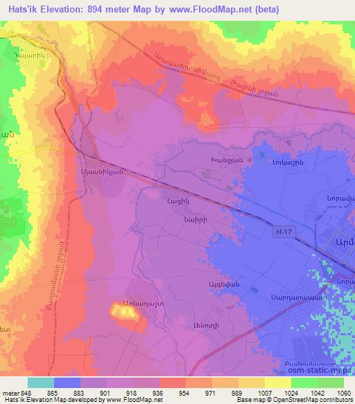 Hats'ik,Armenia Elevation Map
