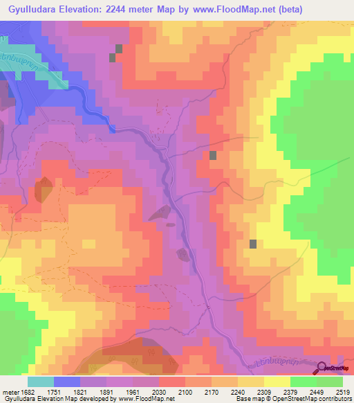 Gyulludara,Armenia Elevation Map