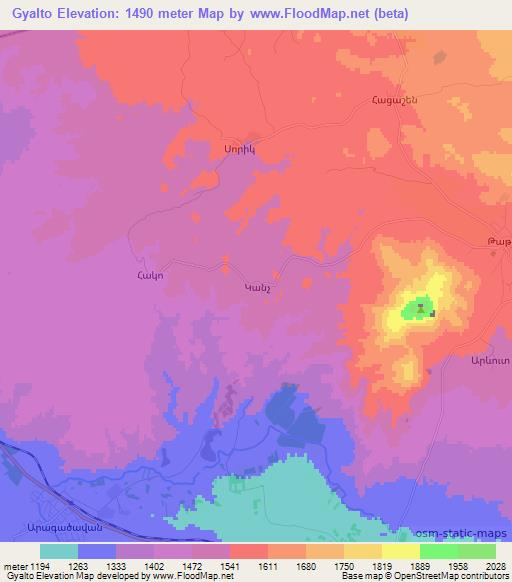 Gyalto,Armenia Elevation Map