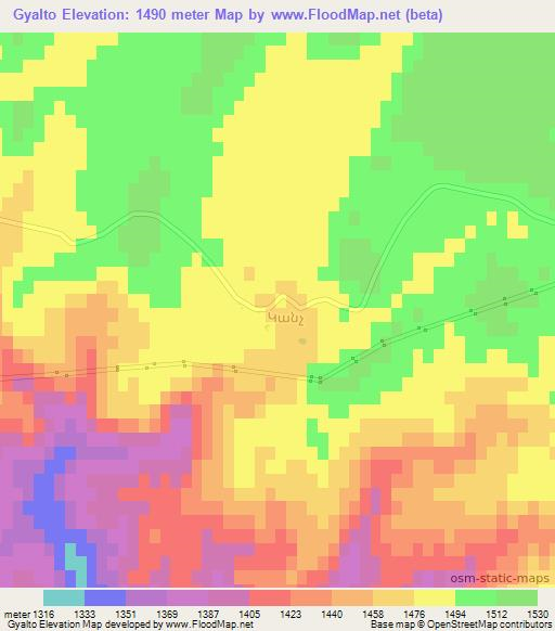 Gyalto,Armenia Elevation Map