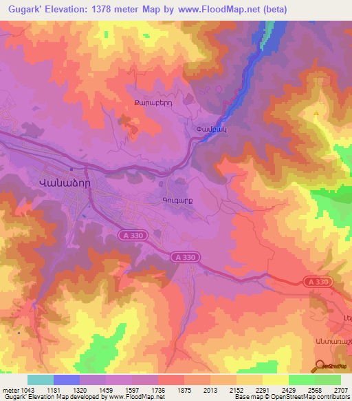 Gugark',Armenia Elevation Map