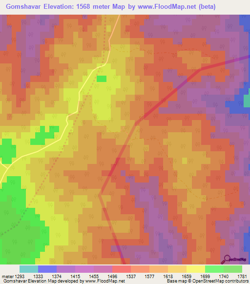 Gomshavar,Armenia Elevation Map