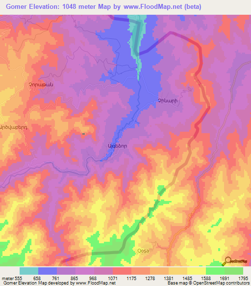 Gomer,Armenia Elevation Map