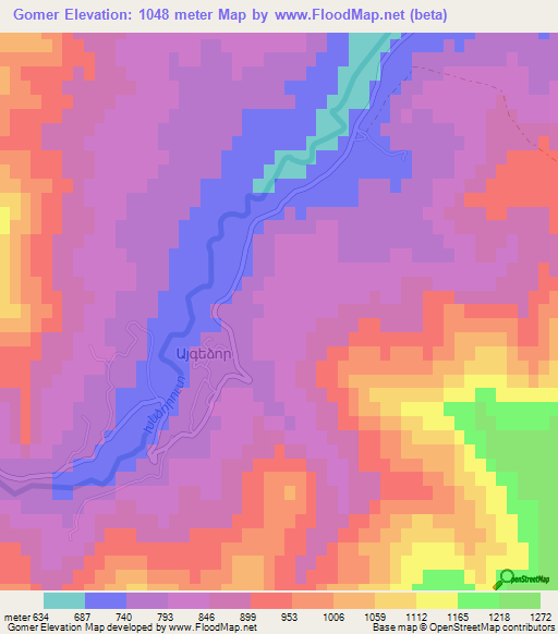 Gomer,Armenia Elevation Map