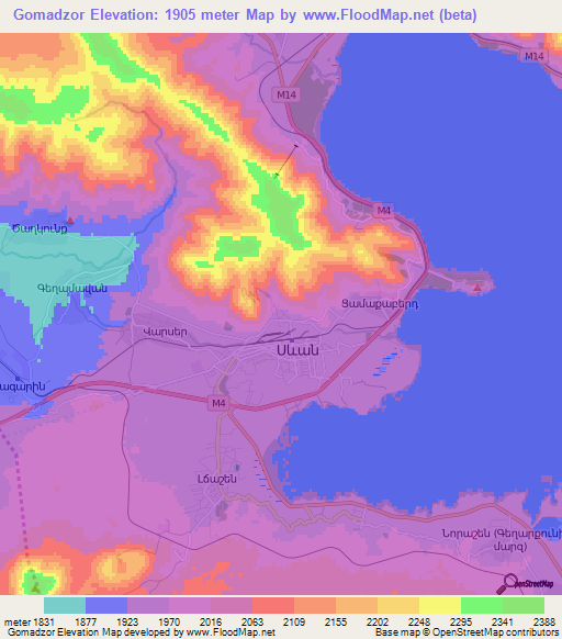 Gomadzor,Armenia Elevation Map