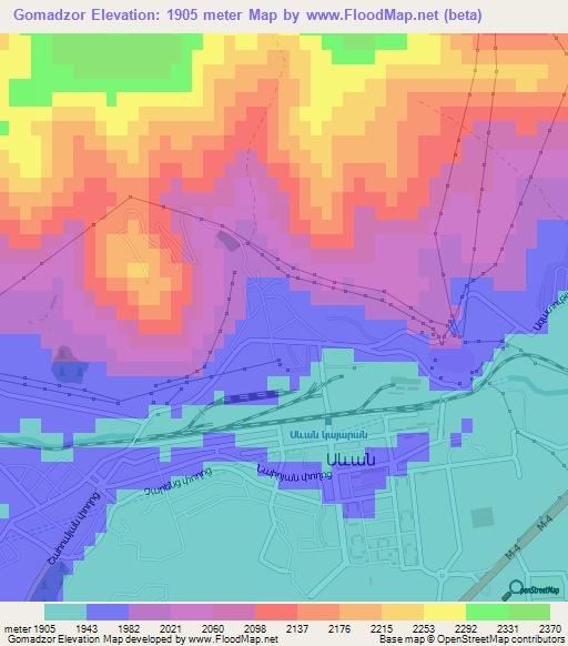 Gomadzor,Armenia Elevation Map