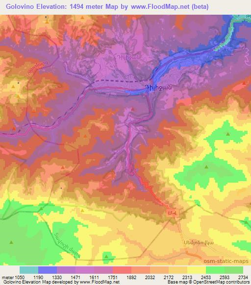 Golovino,Armenia Elevation Map