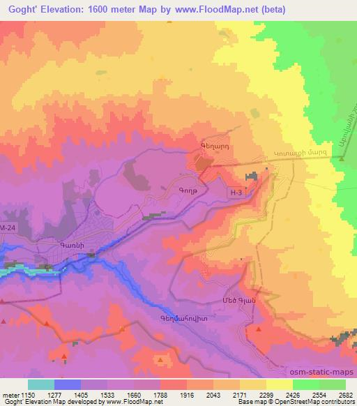 Goght',Armenia Elevation Map