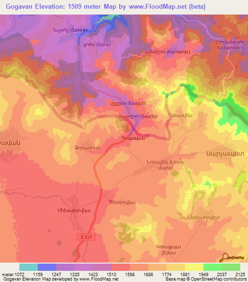 Gogavan,Armenia Elevation Map