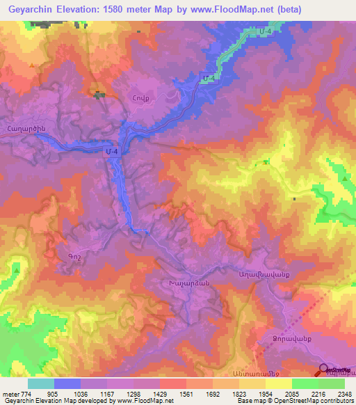 Geyarchin,Armenia Elevation Map