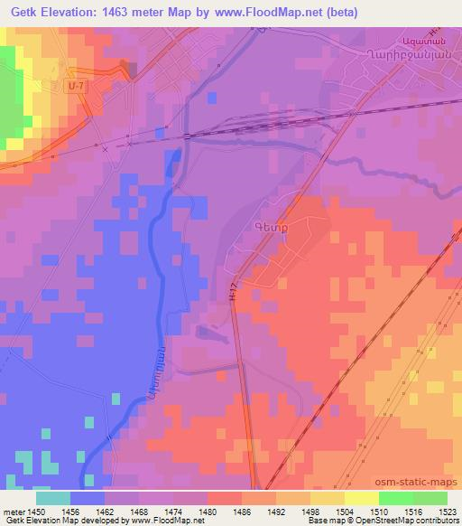 Getk,Armenia Elevation Map