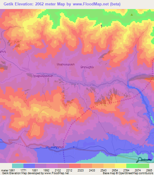 Getik,Armenia Elevation Map