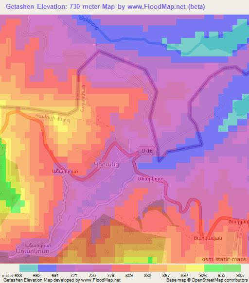 Getashen,Armenia Elevation Map