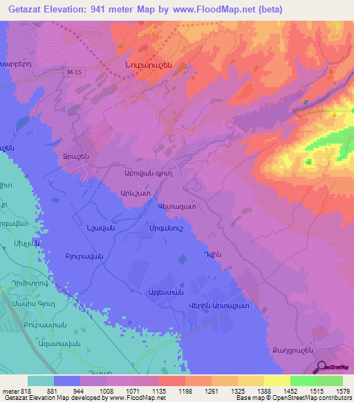 Getazat,Armenia Elevation Map