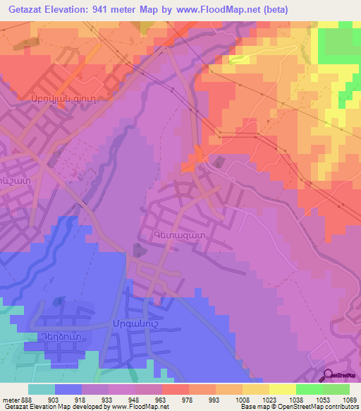 Getazat,Armenia Elevation Map