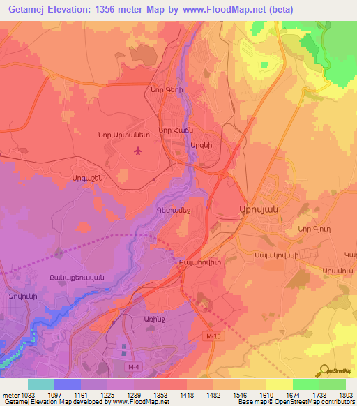 Getamej,Armenia Elevation Map