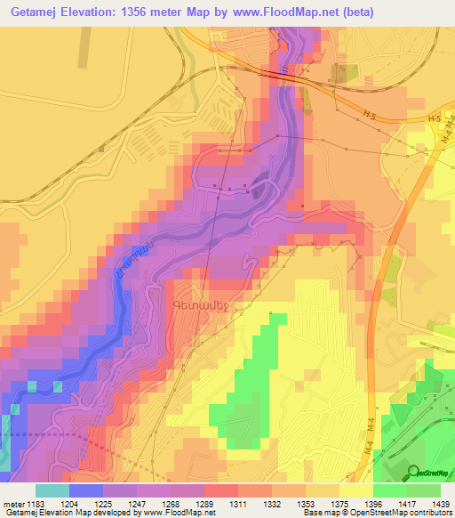 Getamej,Armenia Elevation Map