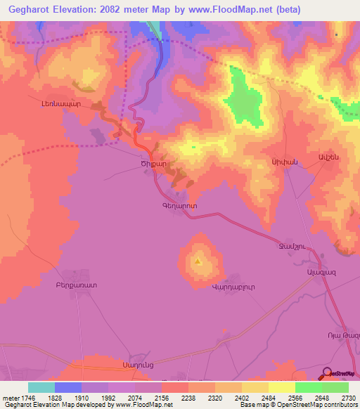 Gegharot,Armenia Elevation Map