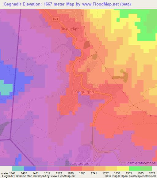 Geghadir,Armenia Elevation Map