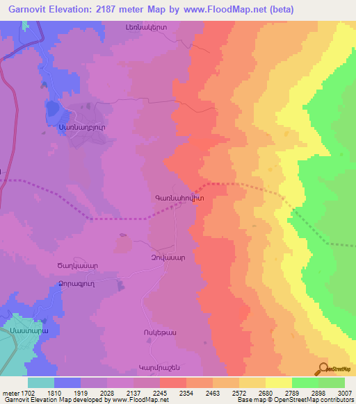 Garnovit,Armenia Elevation Map