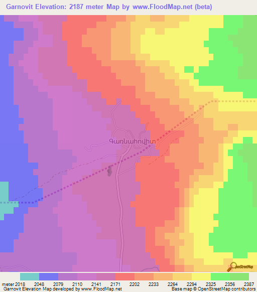 Garnovit,Armenia Elevation Map