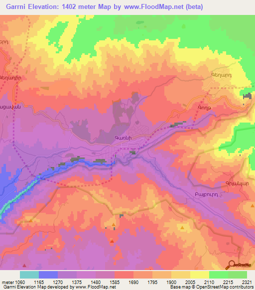 Garrni,Armenia Elevation Map