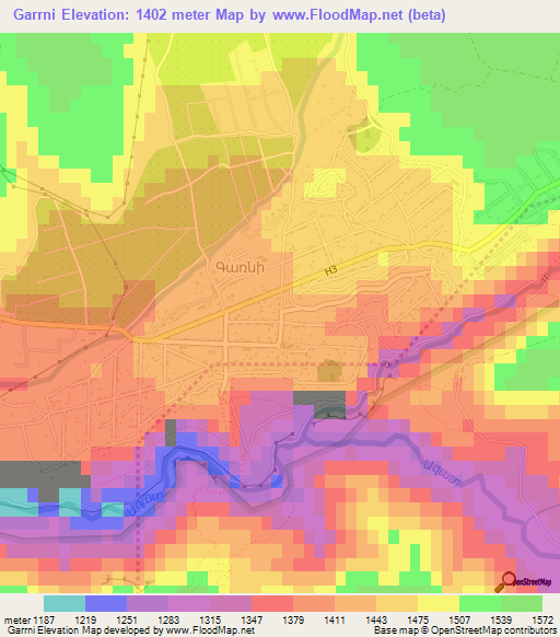 Garrni,Armenia Elevation Map