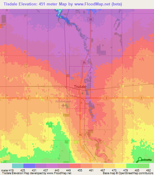 Tisdale,Canada Elevation Map