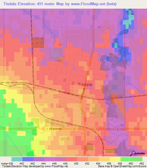 Tisdale,Canada Elevation Map
