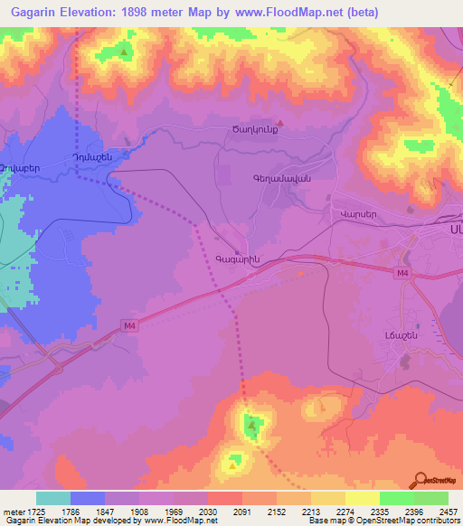 Gagarin,Armenia Elevation Map