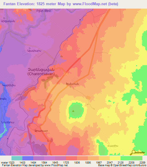 Fantan,Armenia Elevation Map