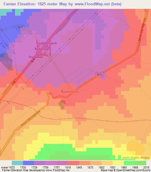Fantan,Armenia Elevation Map