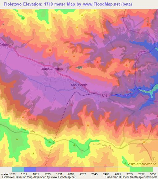 Fioletovo,Armenia Elevation Map