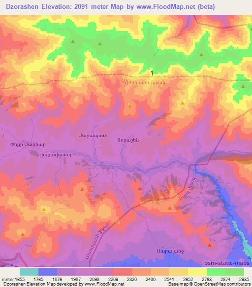 Dzorashen,Armenia Elevation Map