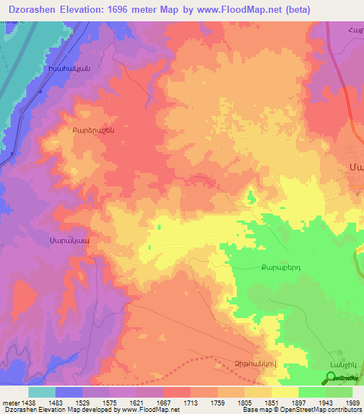 Dzorashen,Armenia Elevation Map