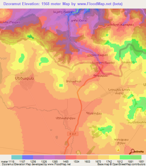 Dzoramut,Armenia Elevation Map