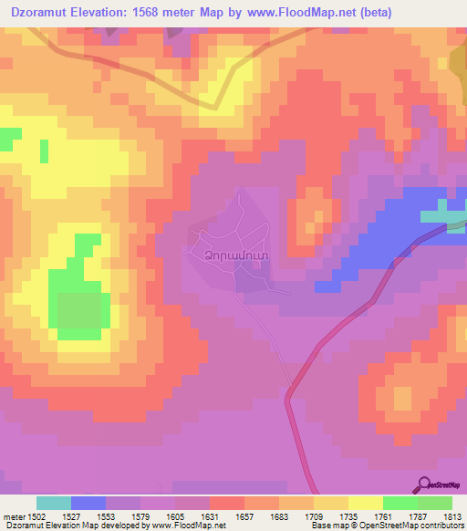 Dzoramut,Armenia Elevation Map