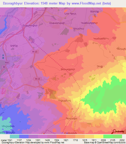 Dzoraghbyur,Armenia Elevation Map