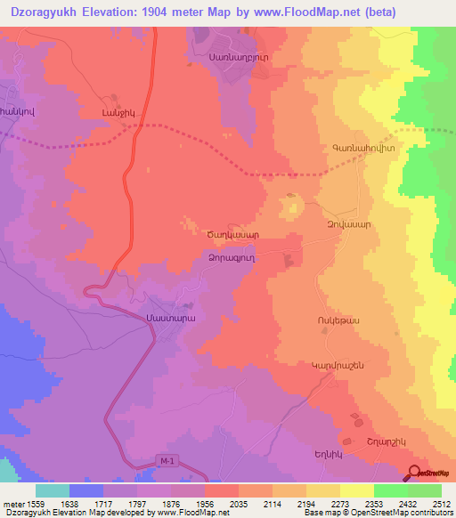 Dzoragyukh,Armenia Elevation Map