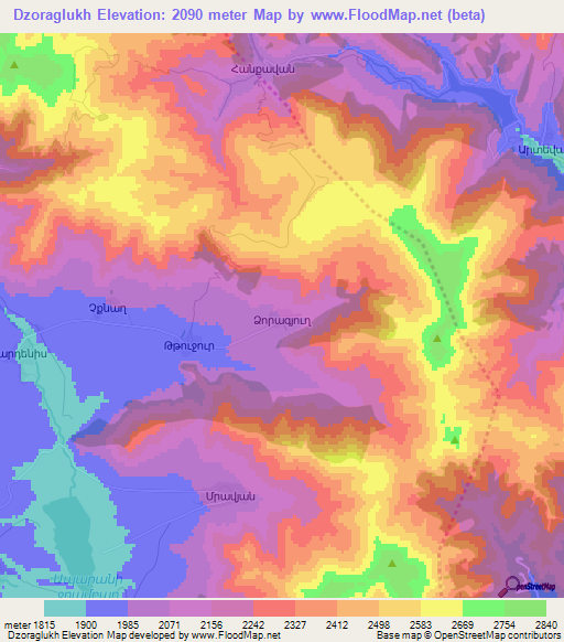 Dzoraglukh,Armenia Elevation Map