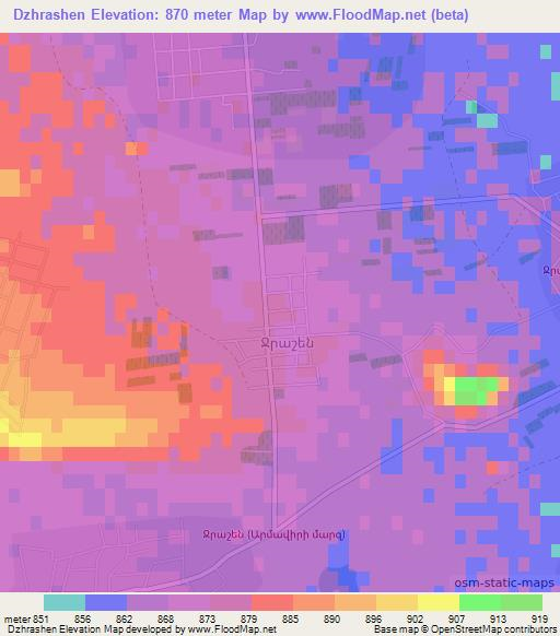 Dzhrashen,Armenia Elevation Map