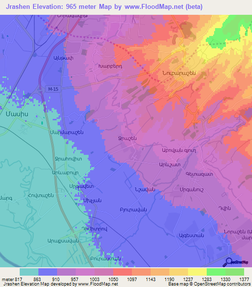 Jrashen,Armenia Elevation Map