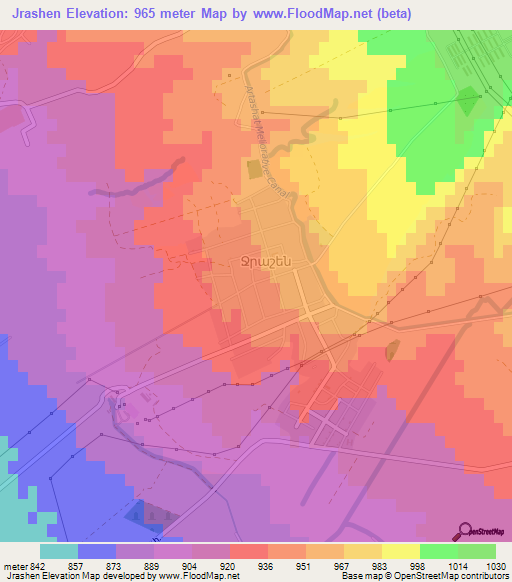 Jrashen,Armenia Elevation Map